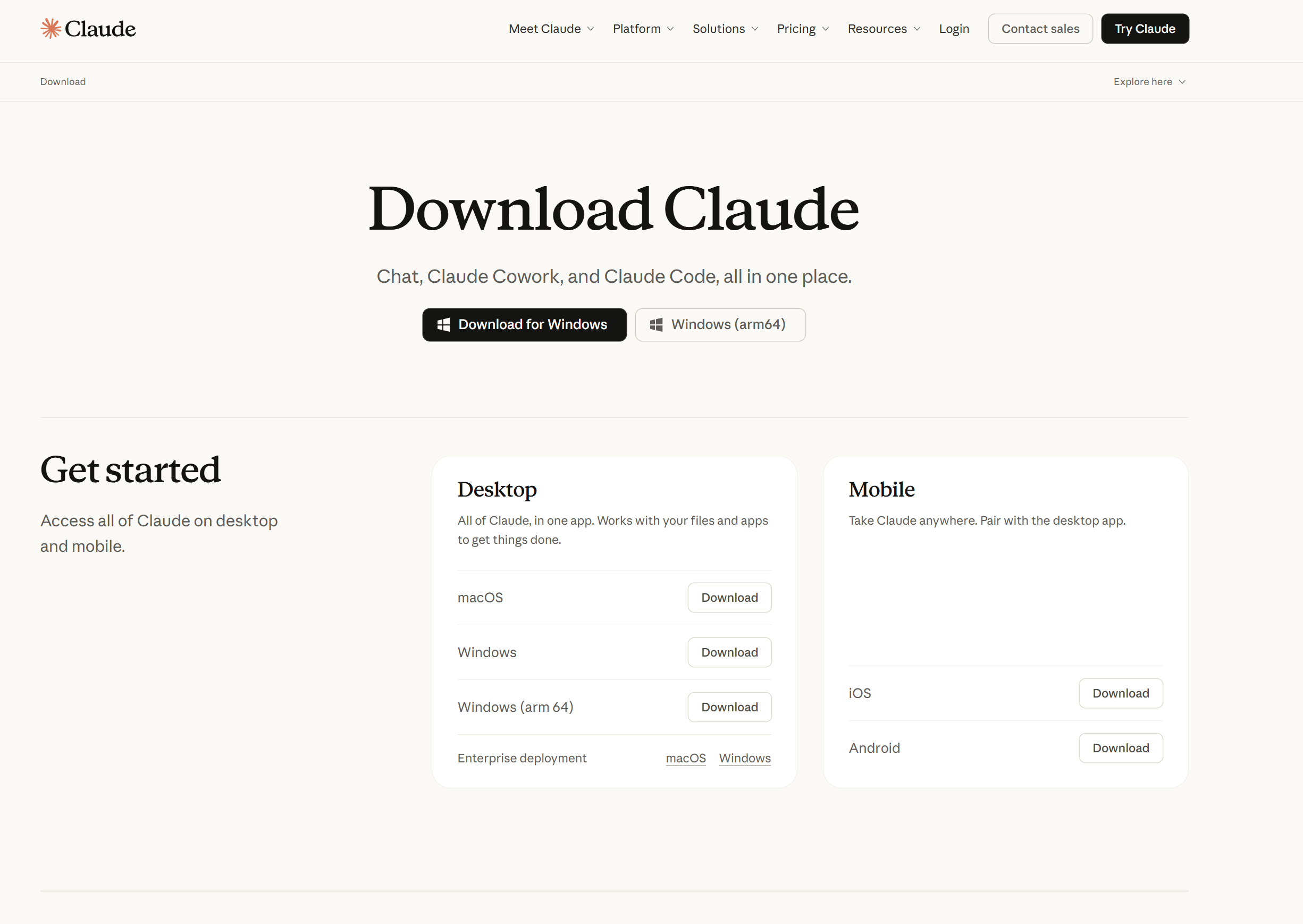 Download Claude 화면